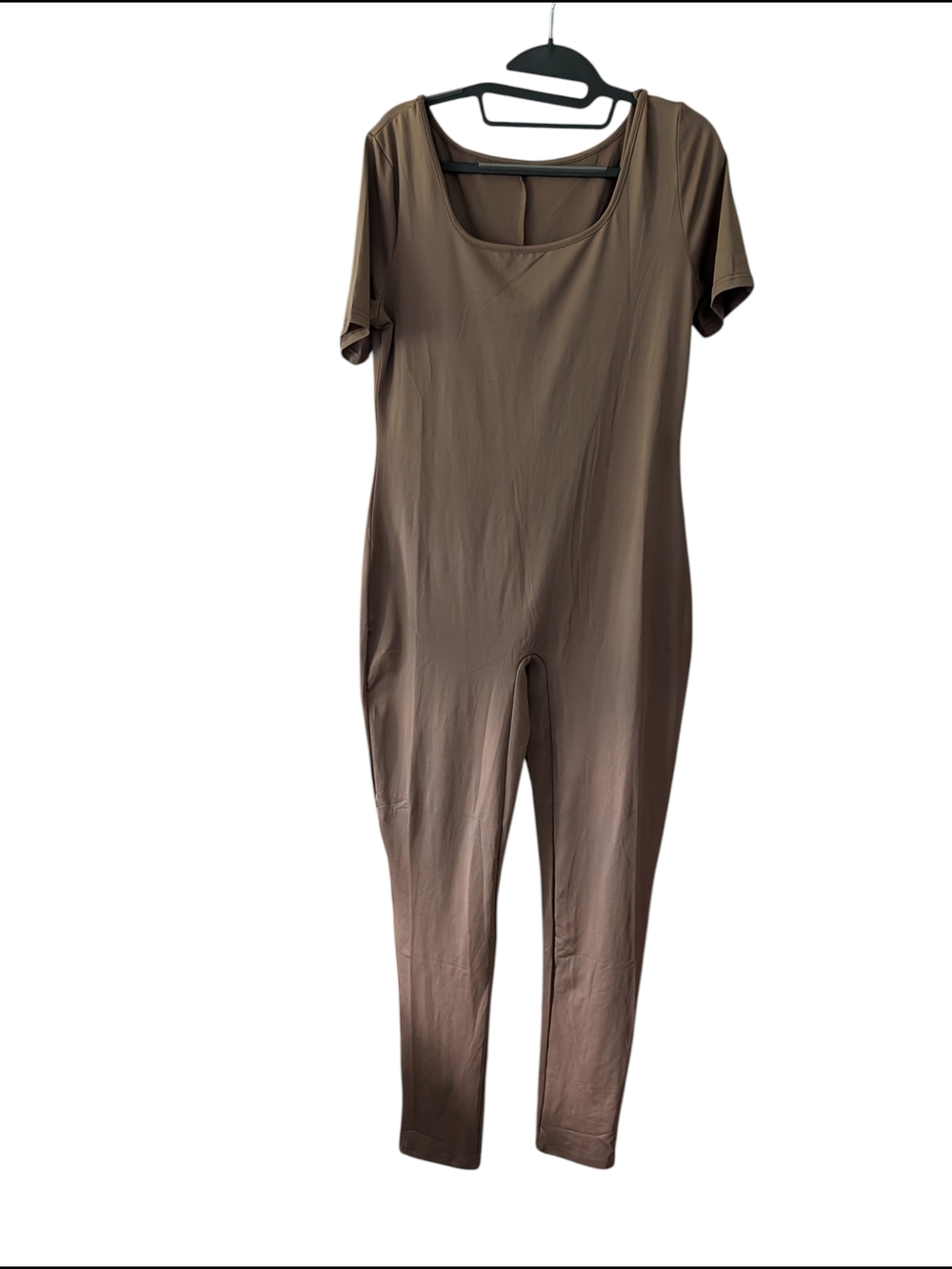 Stretch Short Sleeve Jumpsuit in Taupe HYZ
